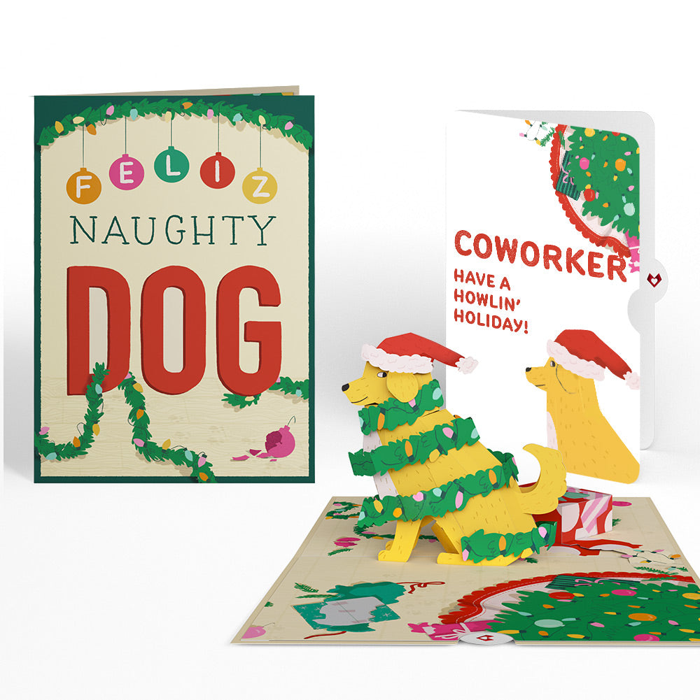 Feliz Naughty Dog Christmas Pop-Up Card and Sentiment Set for Co-worker