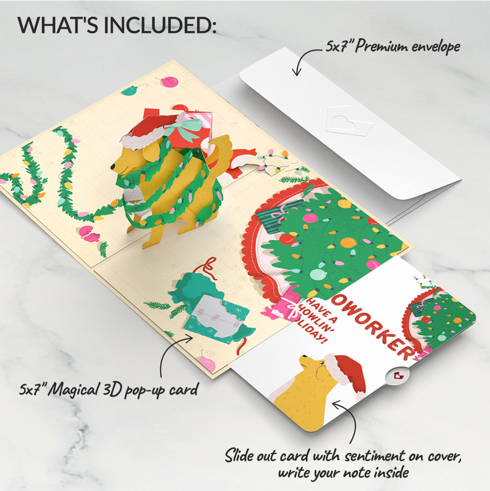 Feliz Naughty Dog Christmas Pop-Up Card and Sentiment Set for Co-worker