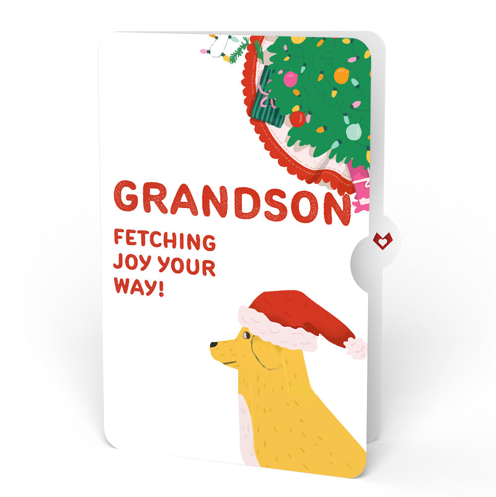 Feliz Naughty Dog Christmas Pop-Up Card and Sentiment Set for Grandson
