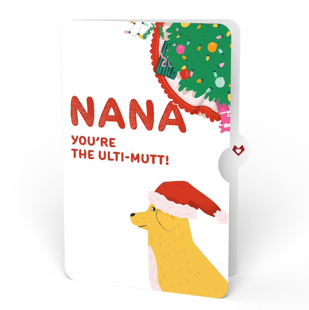 Feliz Naughty Dog Christmas Pop-Up Card and Sentiment Set for Nana