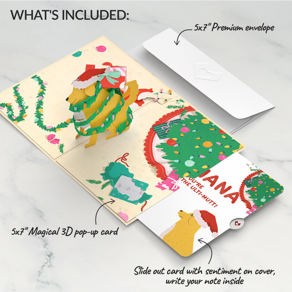 Feliz Naughty Dog Christmas Pop-Up Card and Sentiment Set for Nana