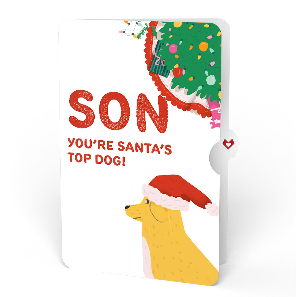 Feliz Naughty Dog Christmas Pop-Up Card and Sentiment Set for Son