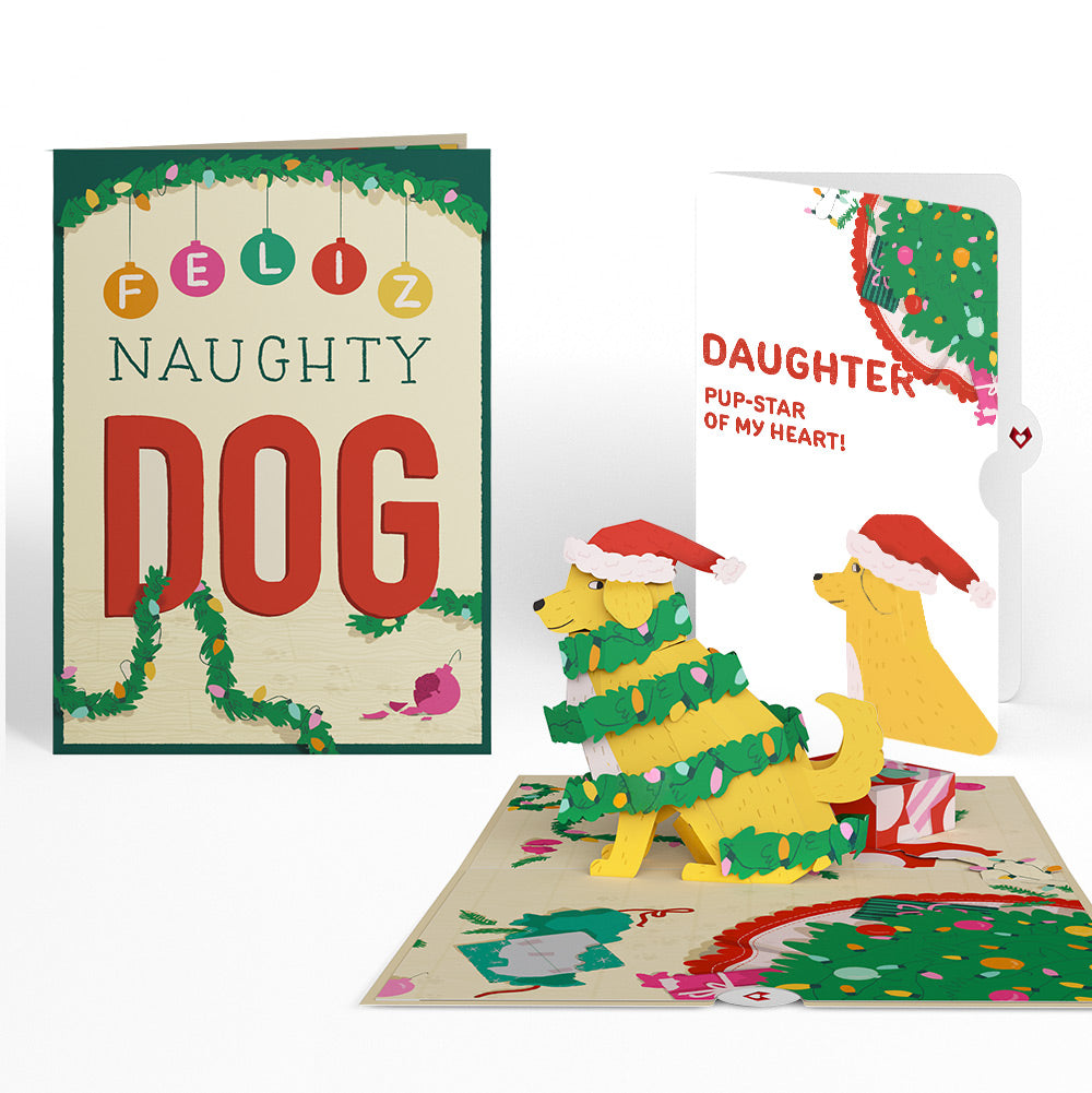 Feliz Naughty Dog Christmas Pop-Up Card and Sentiment Set for Daughter