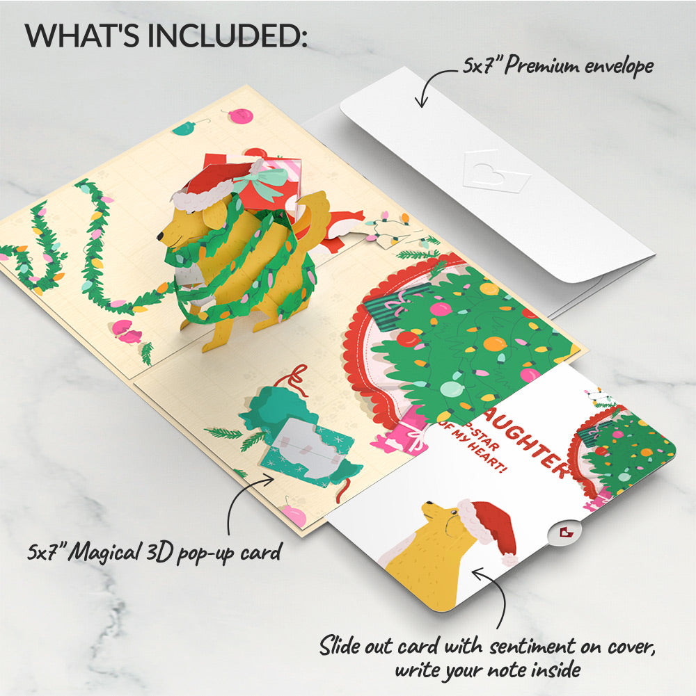 Feliz Naughty Dog Christmas Pop-Up Card and Sentiment Set for Daughter