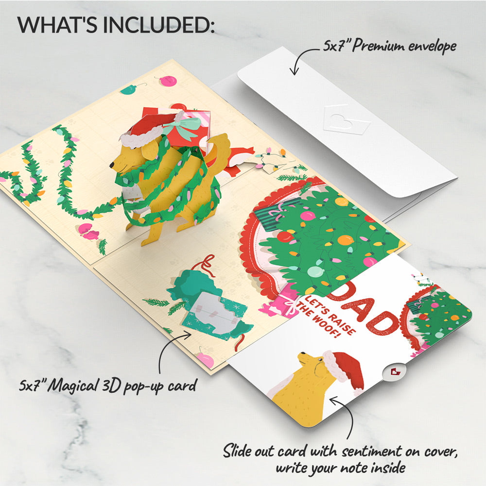 Feliz Naughty Dog Christmas Pop-Up Card and Sentiment Set for Dad
