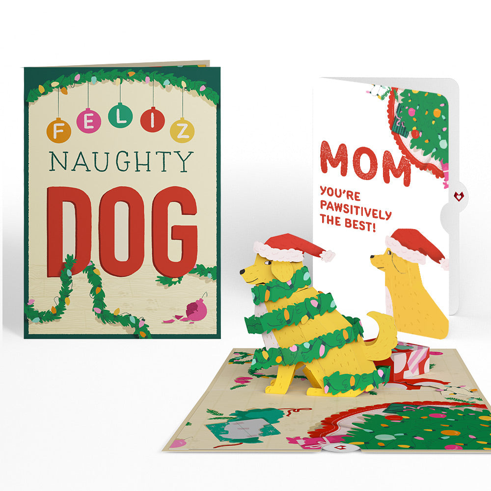 Feliz Naughty Dog Christmas Pop-Up Card and Sentiment Set for Mom