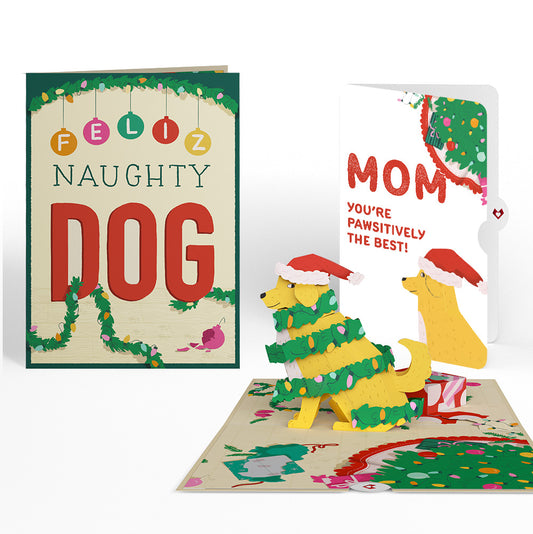 Feliz Naughty Dog Christmas Pop-Up Card and Sentiment Set for Mom