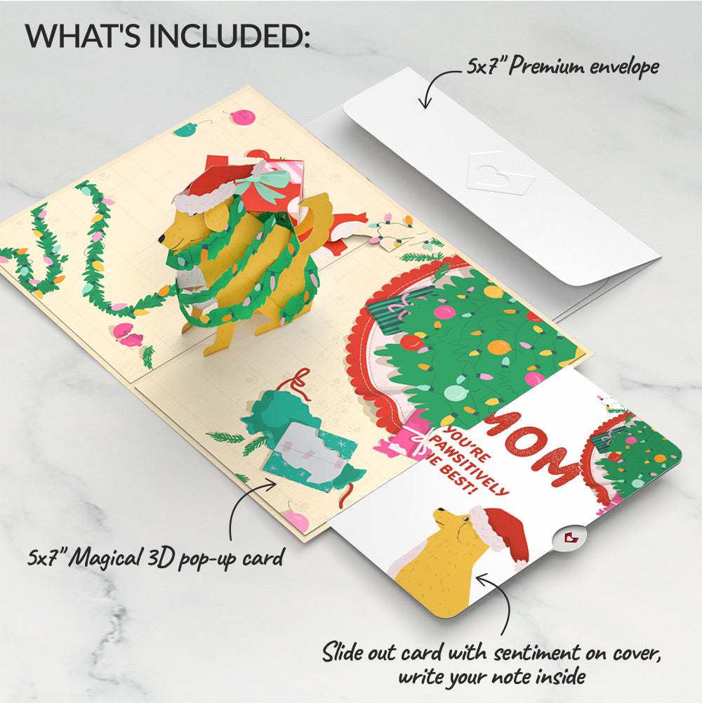 Feliz Naughty Dog Christmas Pop-Up Card and Sentiment Set for Mom