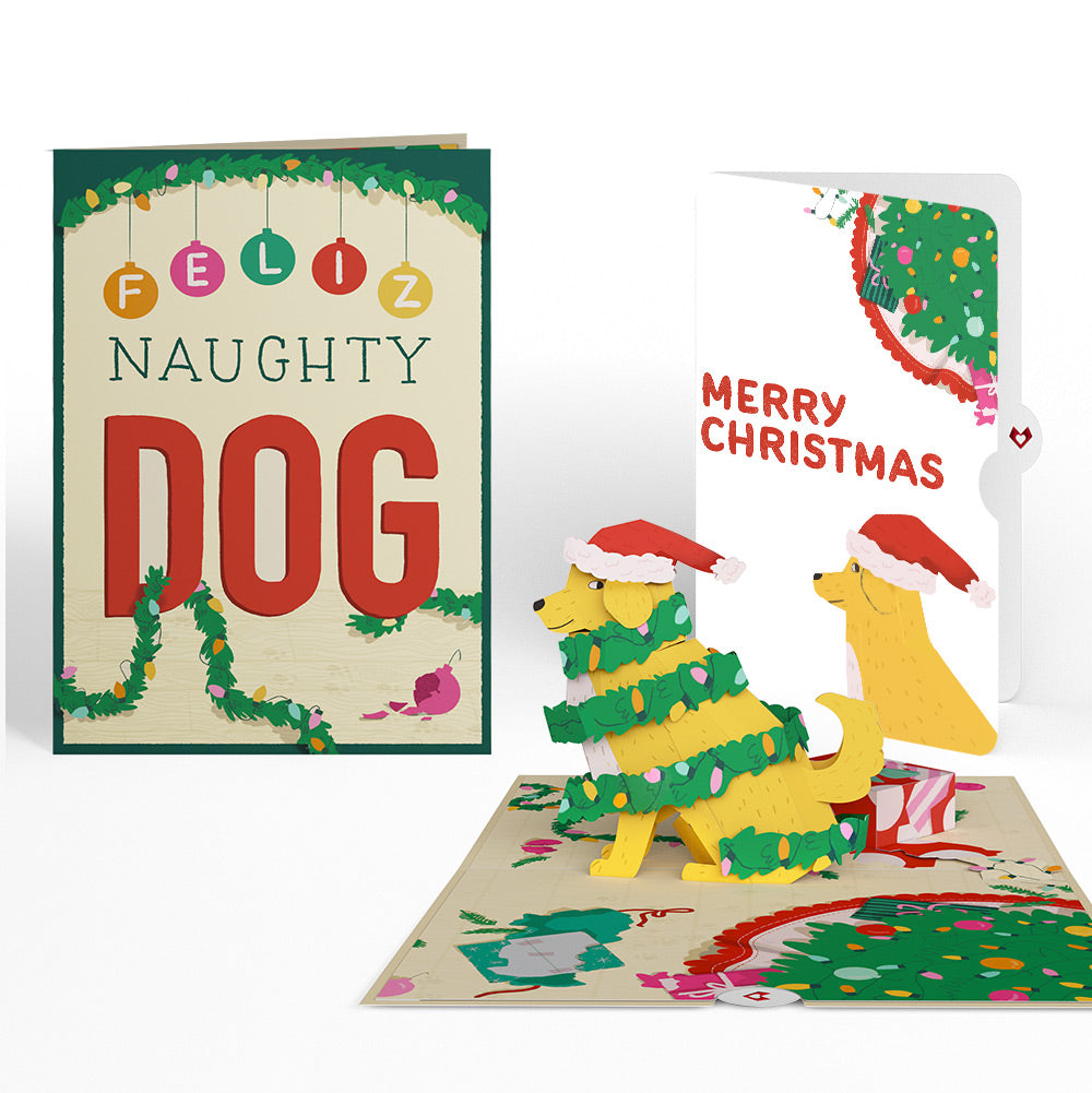 Feliz Naughty Dog Merry Christmas Pop-Up Card and Sentiment Set