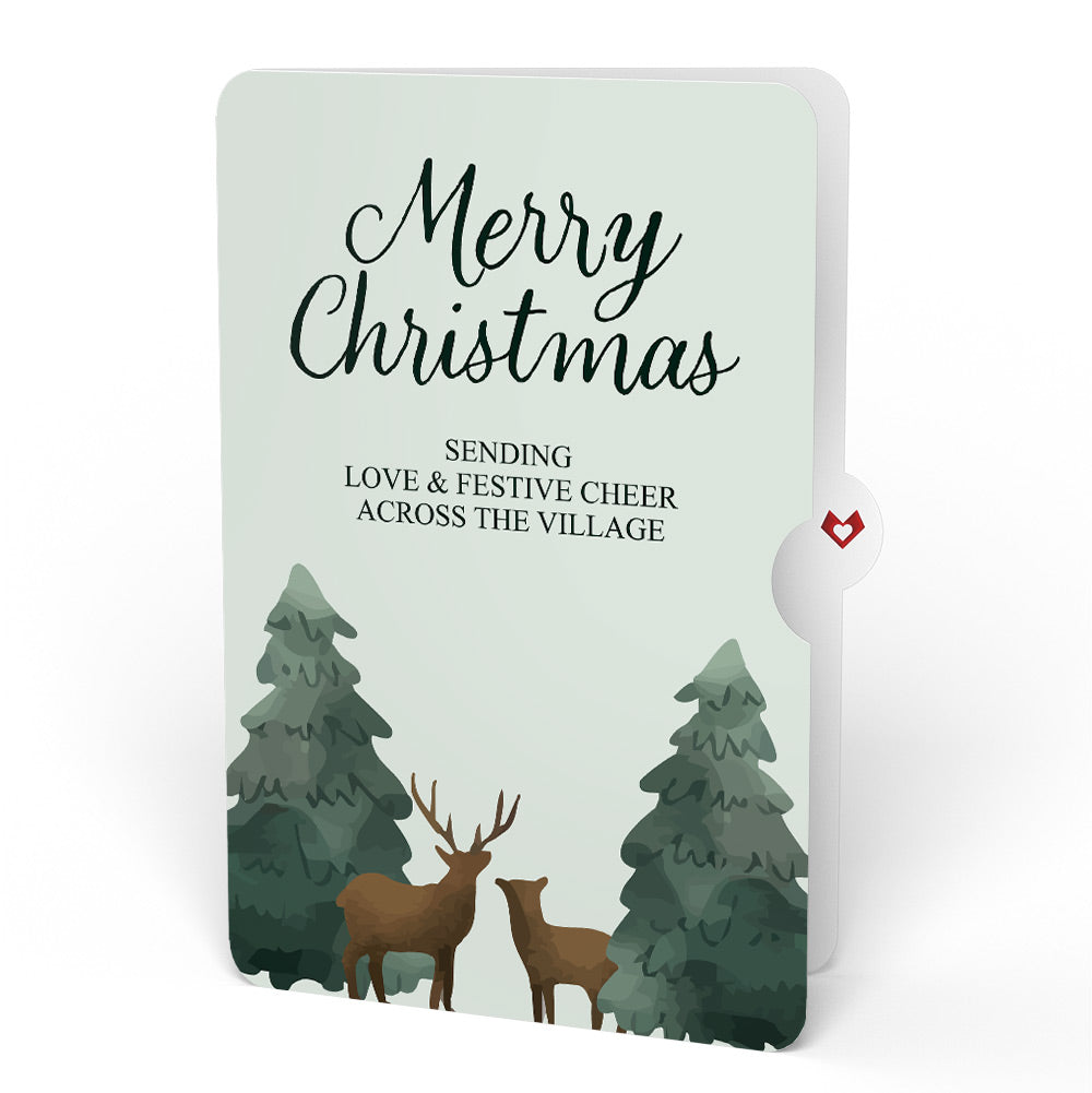 Winter Wishes Mountain Village Light-Up Pop-Up Card and Woodland Deer Merry Christmas Sentiment Set
