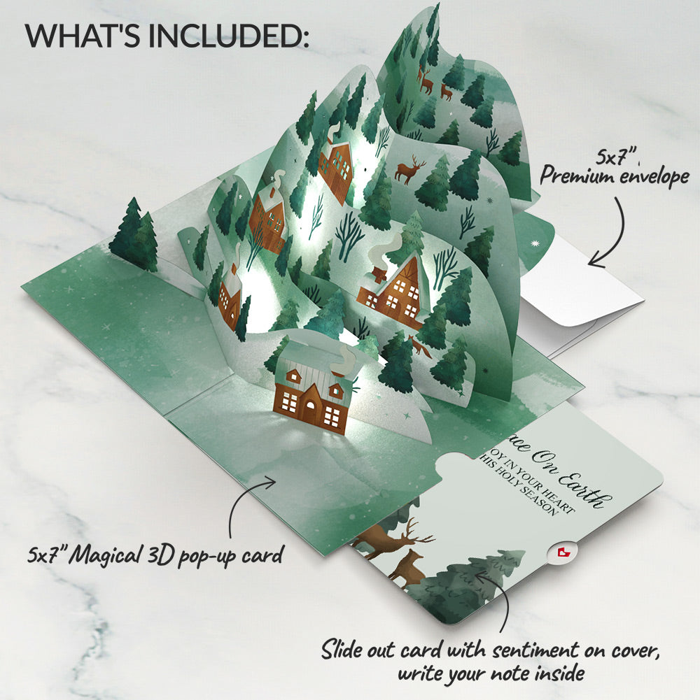 Winter Wishes Mountain Village Light-Up Pop-Up Card and Woodland Deer Christmas Sentiment Set