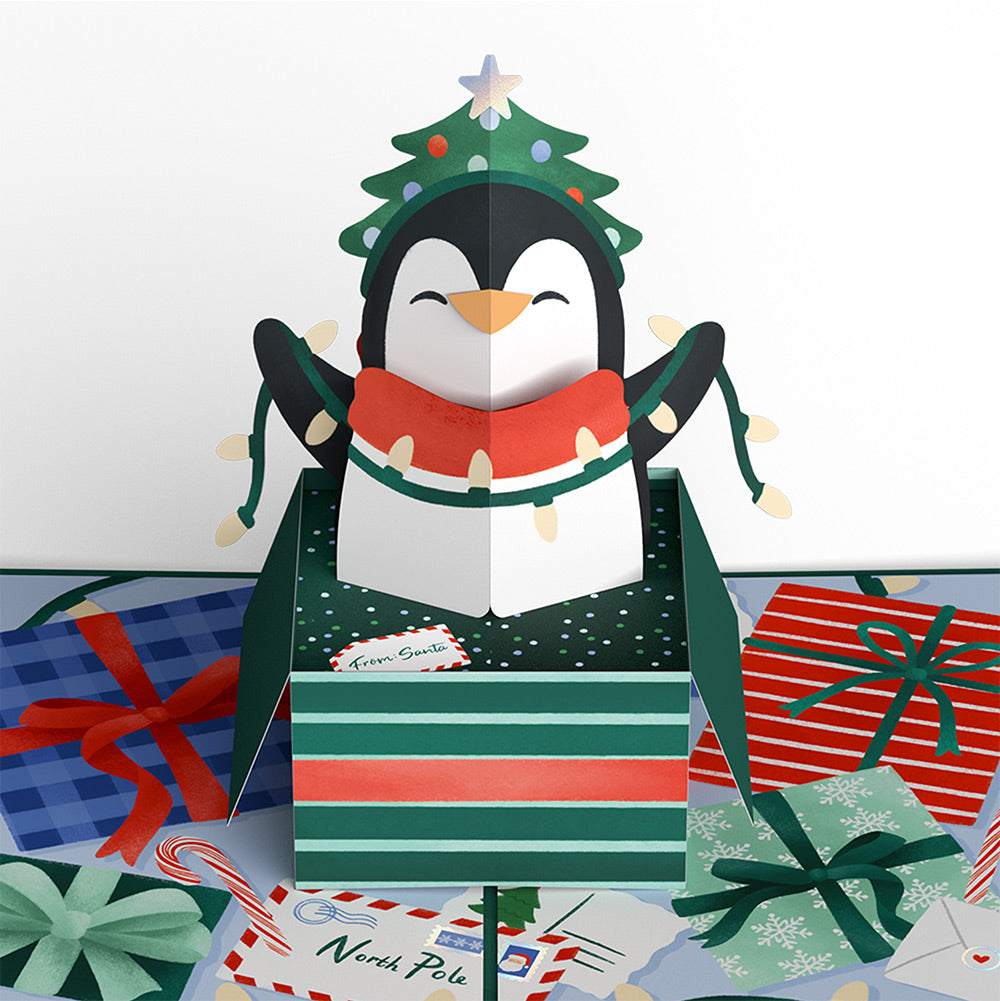 Season's Greetings Penguin Surprise Pop-Up Card and Sentiment Set for Grandma