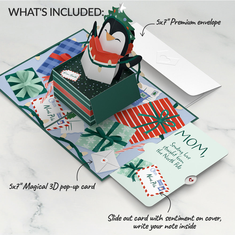 Season's Greetings Penguin Surprise Pop-Up Card and Sentiment Set for Mom