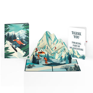Mountain Snowboard Adventure Thank You Pop-Up Card and Sentiment Set greeting card -  Lovepop