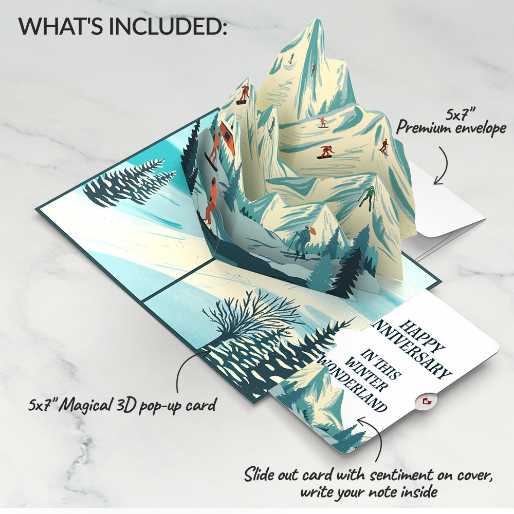 Mountain Snowboard Adventure Anniversary Pop-Up Card and Sentiment Set