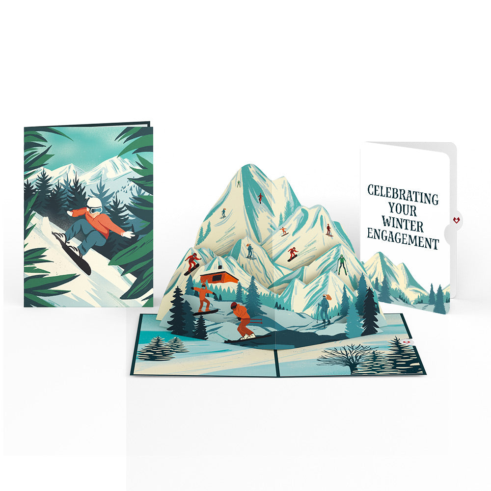 Mountain Snowboard Adventure Engagement Pop-Up Card and Sentiment Set