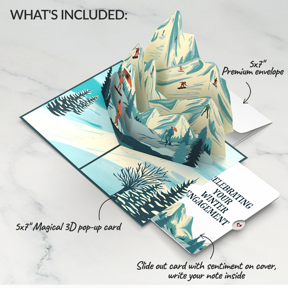 Mountain Snowboard Adventure Engagement Pop-Up Card and Sentiment Set