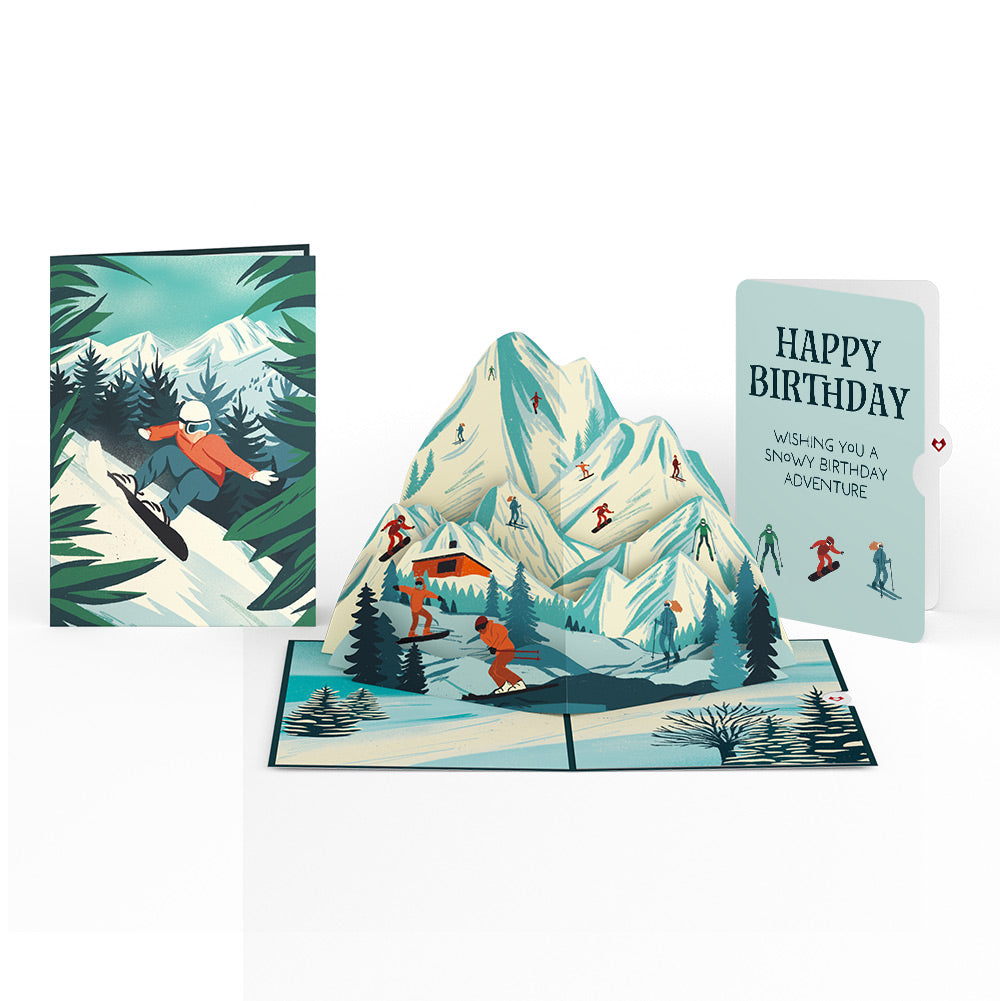 Mountain Snowboard Adventure Birthday Pop-Up Card and Sentiment Set