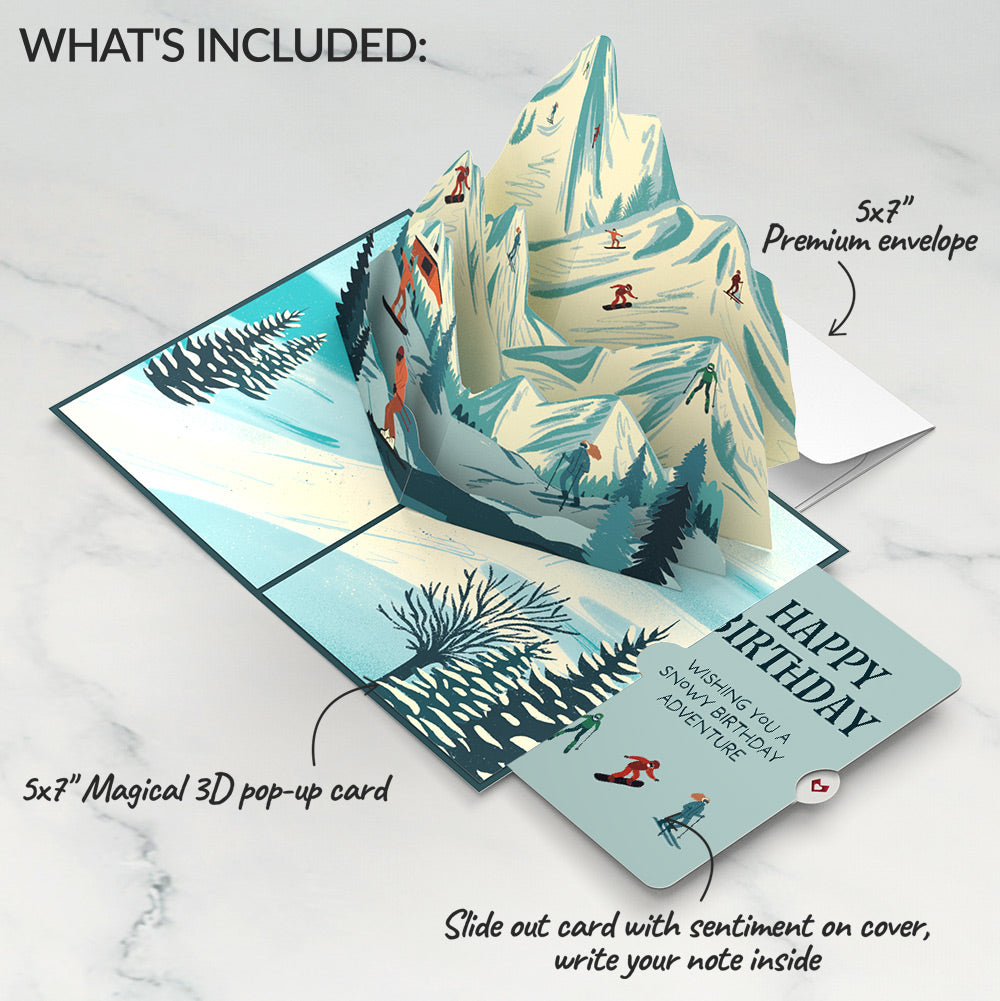 Mountain Snowboard Adventure Birthday Pop-Up Card and Sentiment Set