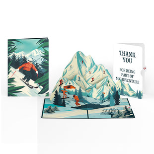 Mountain Ski Adventure Thank You Pop-Up Card and Sentiment Set greeting card -  Lovepop