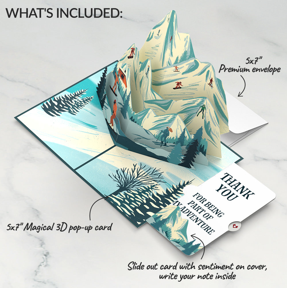 Mountain Ski Adventure Thank You Pop-Up Card and Sentiment Set