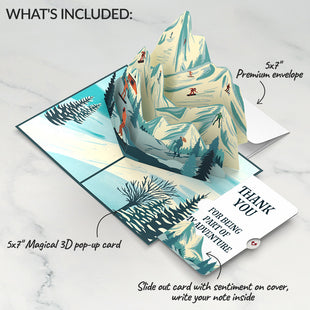 Mountain Ski Adventure Thank You Pop-Up Card and Sentiment Set