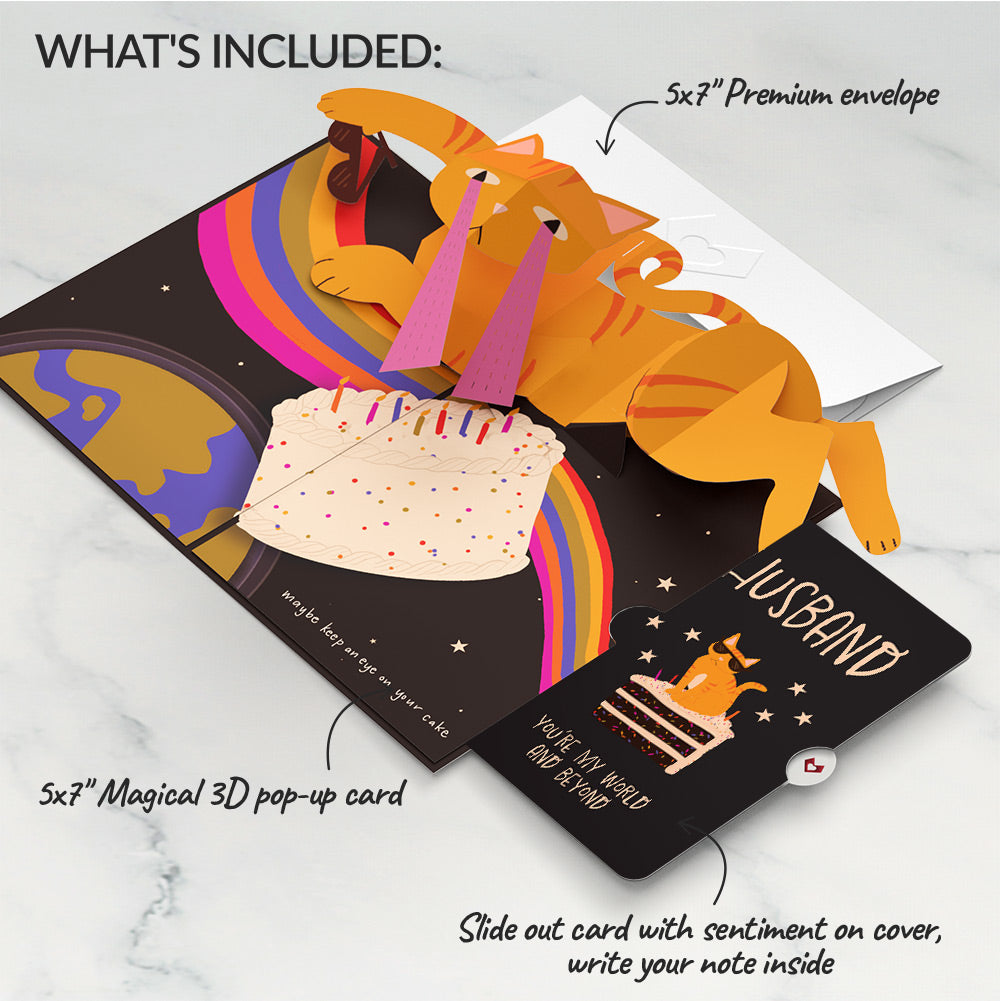 Out of this World Birthday Cat Pop-Up Card and Sentiment Set for Husband