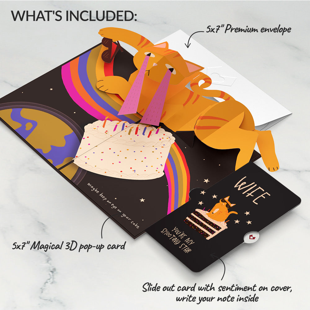 Out of this World Birthday Cat Pop-Up Card and Sentiment Set for Wife