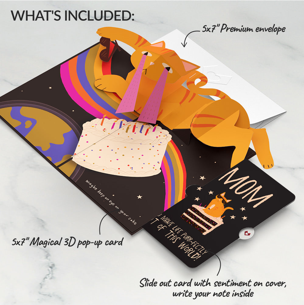 Out of this World Birthday Cat Pop-Up Card and Sentiment Set for Mom