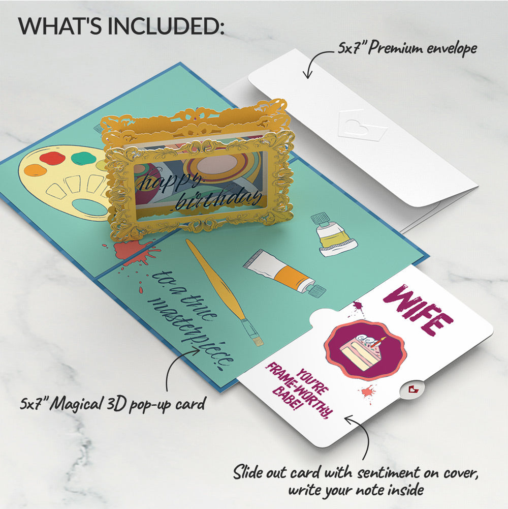 Happy Birthday to a True Masterpiece Pop-Up Card and Sentiment Set for Wife