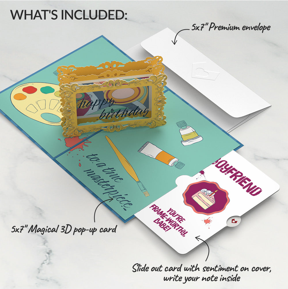 Happy Birthday to a True Masterpiece Pop-Up Card and Sentiment Set for Boyfriend