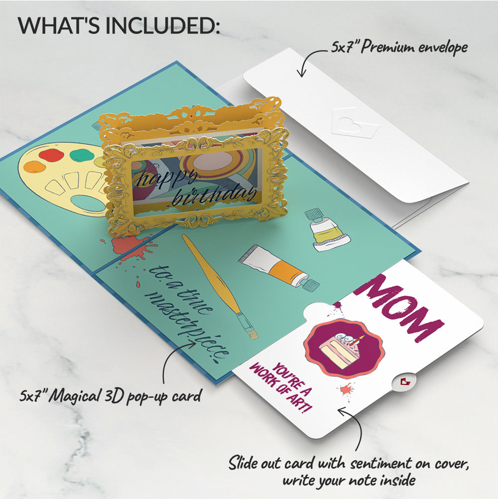 Happy Birthday to a True Masterpiece Pop-Up Card and Sentiment Set for Mom
