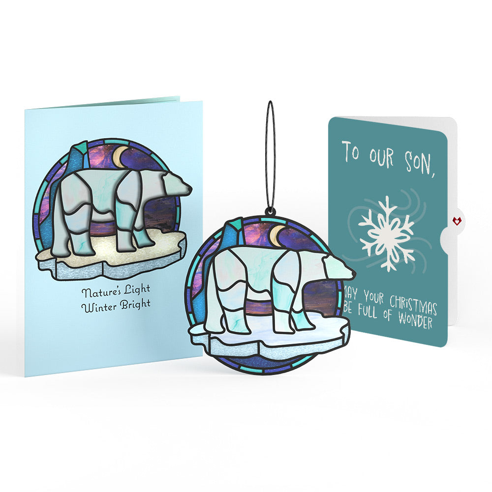 Nature's Light Polar Bear Christmas Suncatcher Card and Sentiment Set for Son