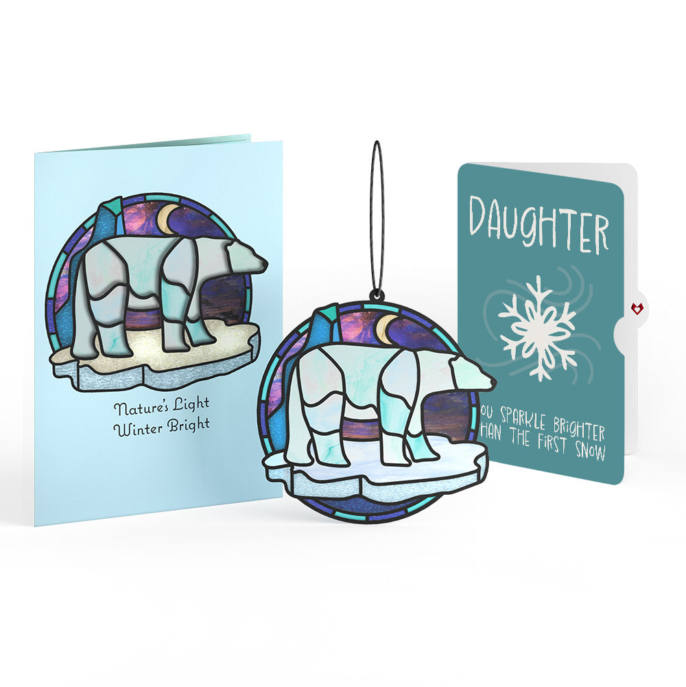 Nature's Light Polar Bear Winter Suncatcher Card and Sentiment Set for Daughter