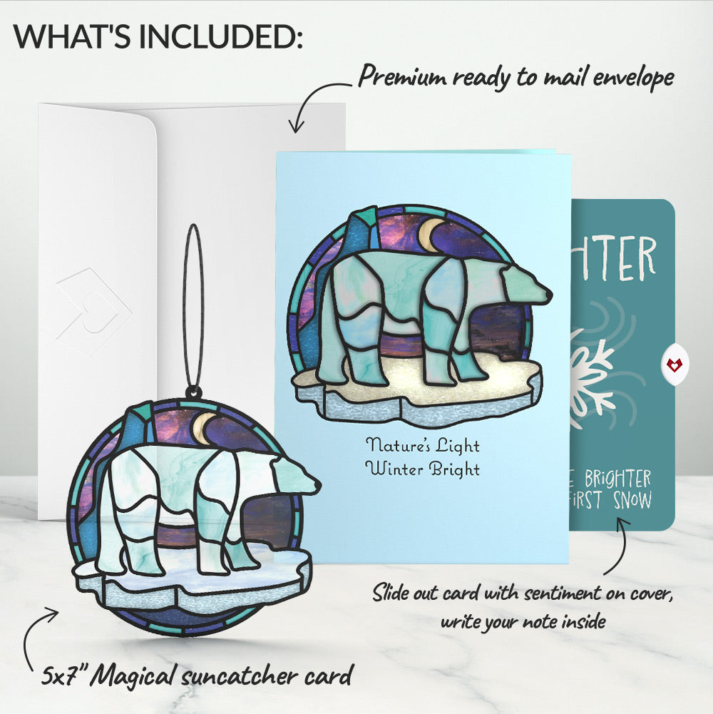 Nature's Light Polar Bear Winter Suncatcher Card and Sentiment Set for Daughter