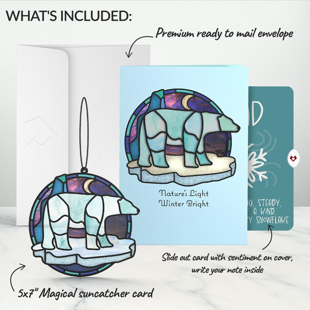 Nature's Light Polar Bear Winter Suncatcher Card and Sentiment Set for Dad