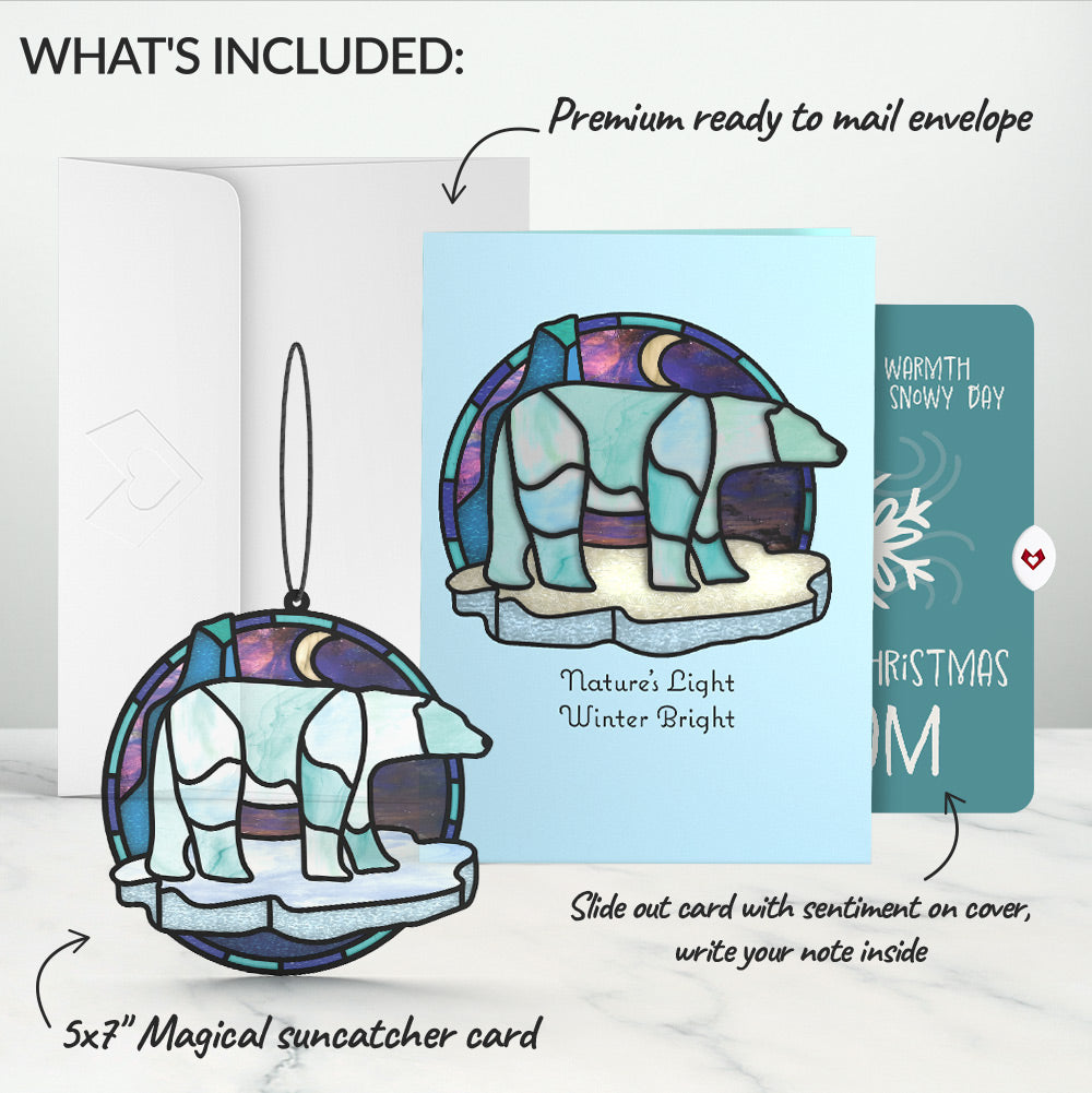 Nature's Light Polar Bear Christmas Suncatcher Card and Sentiment Set for Mom