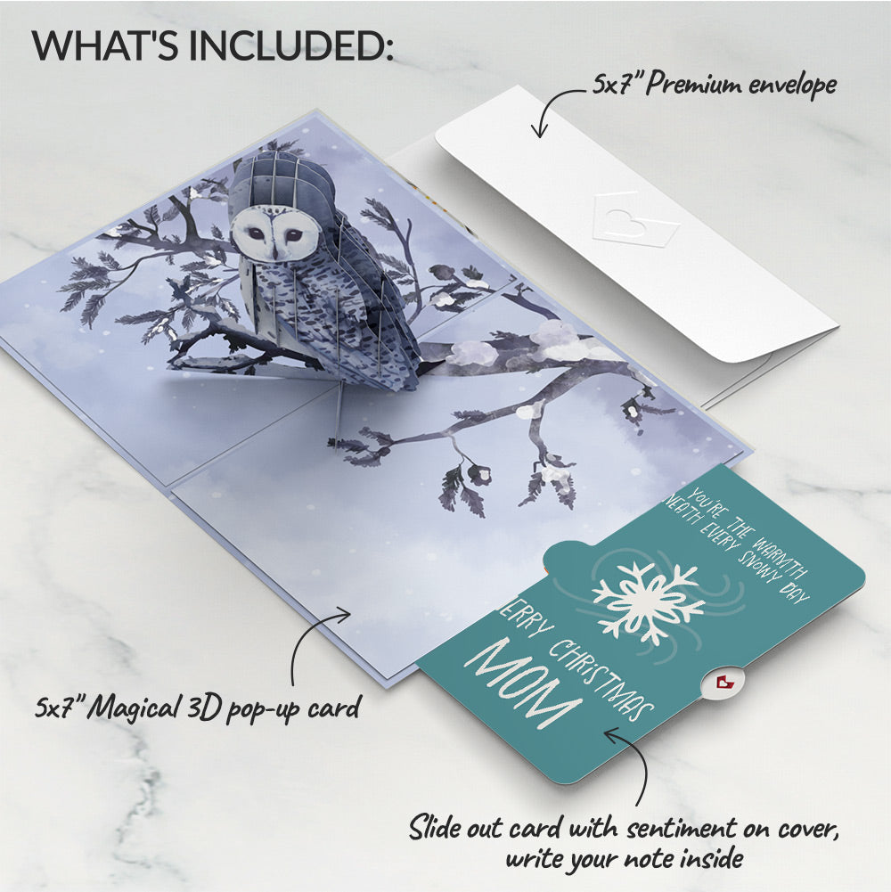 Snowy Owl Christmas Pop-Up Card and Sentiment Set for Mom