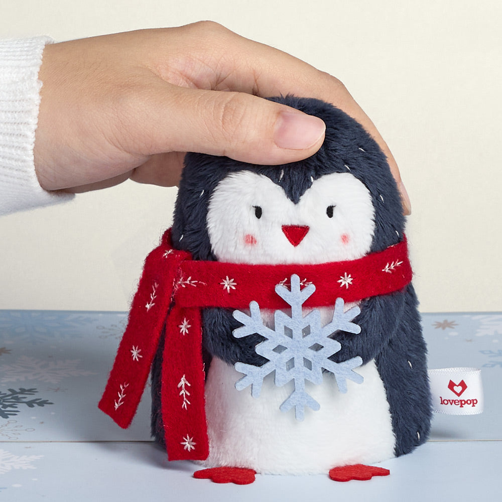 'Warm Winter Wishes' Holiday Penguin Plushpop Card and Sentiment Set for Mom