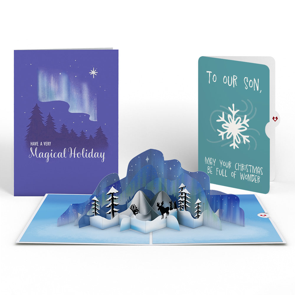 Winter Borealis Scene Pop-Up Card and Sentiment Set for Son