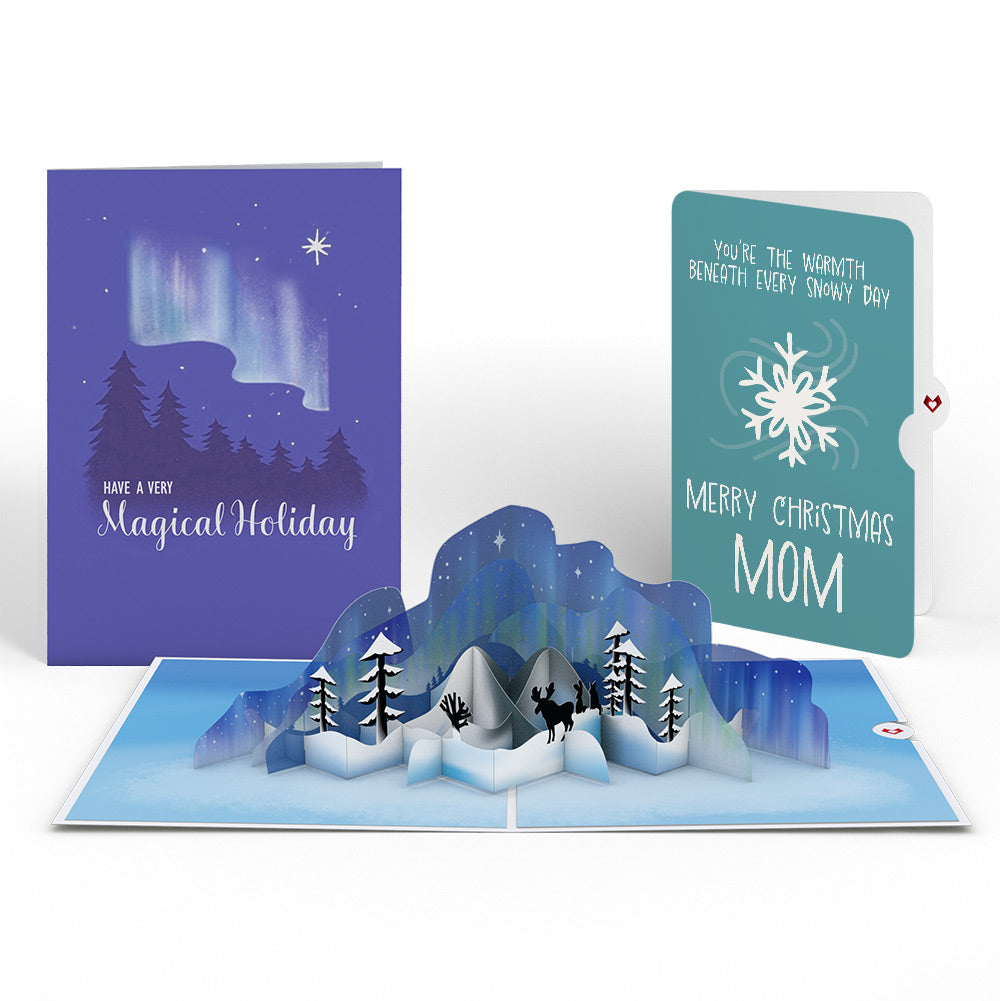Winter Borealis Scene Pop-Up Card and Sentiment Set for Mom