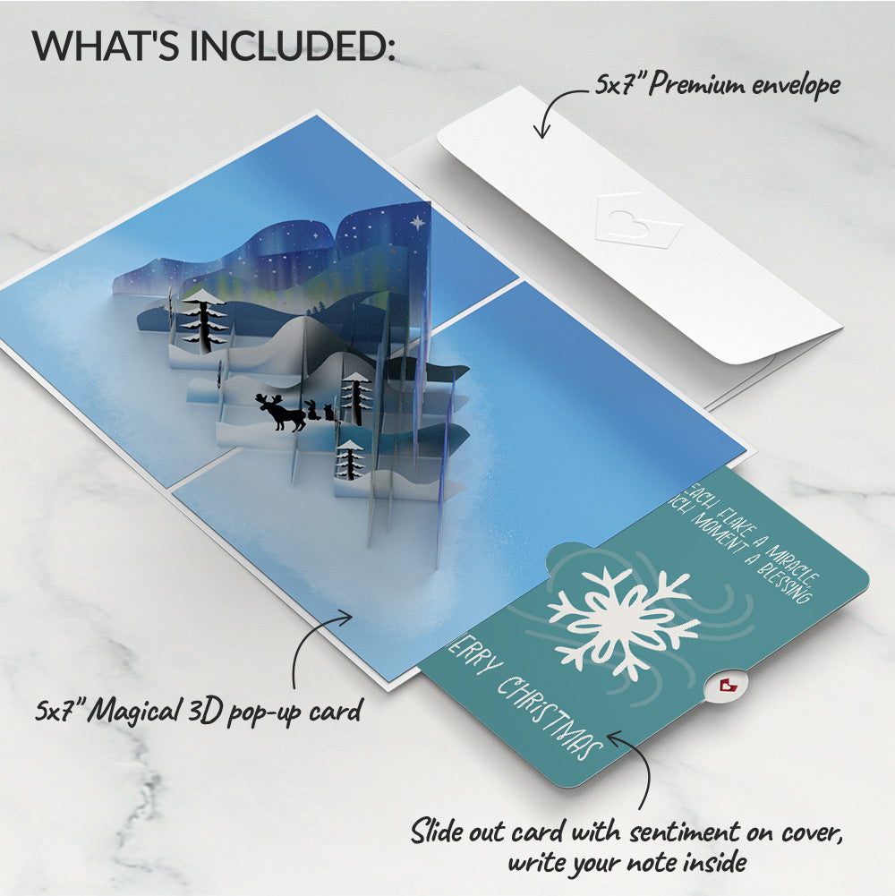 Winter Borealis Scene Pop-Up Card and Snowflake Christmas Sentiment Set