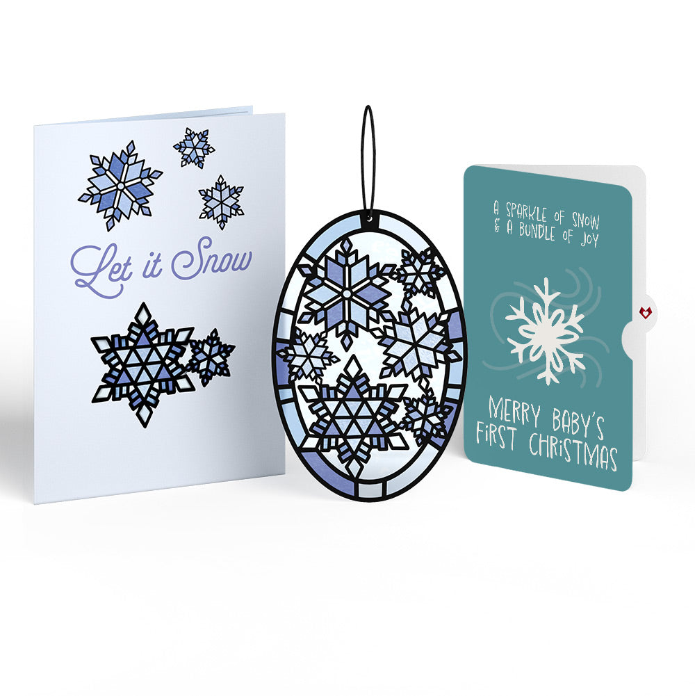 Let It Snow Snowflakes First Christmas Suncatcher Card and Sentiment Set for Baby