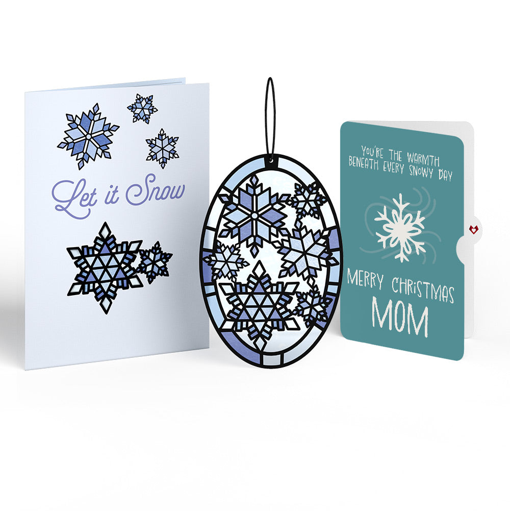 Let It Snow Snowflakes Christmas Suncatcher Card and Sentiment Set for Mom
