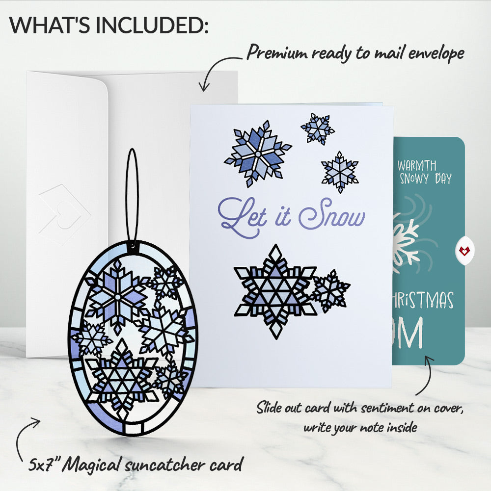 Let It Snow Snowflakes Christmas Suncatcher Card and Sentiment Set for Mom