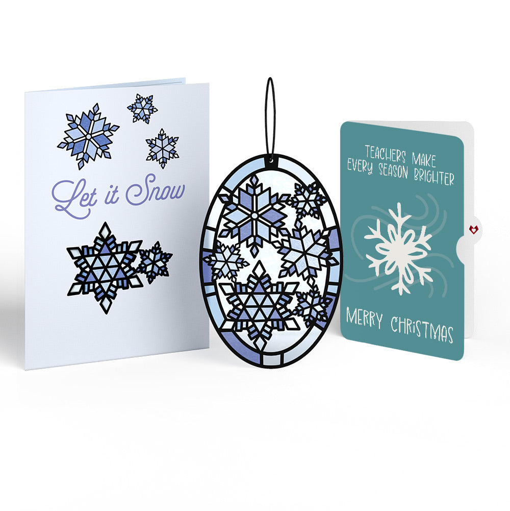 Let It Snow Snowflakes Christmas Suncatcher Card and Sentiment Set for Teacher