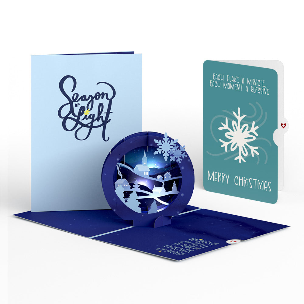 Season of Light Winter Village Light-Up Pop-Up Card and Snowflake Christmas Sentiment Set