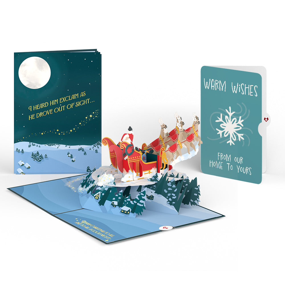 Night Sky Santa Sleigh Pop-Up Card and Snowflake Holiday Sentiment Set