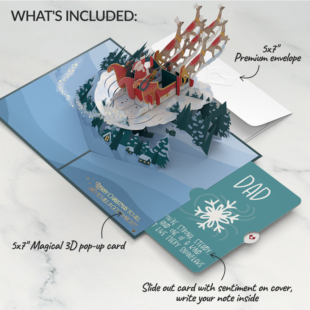Night Sky Santa Sleigh Winter Pop-Up Card and Sentiment Set for Dad