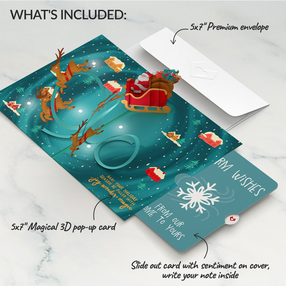 Magic of Christmas Santa's Sleigh Light-Up Pop-Up Card and Snowflake Holiday Sentiment Set